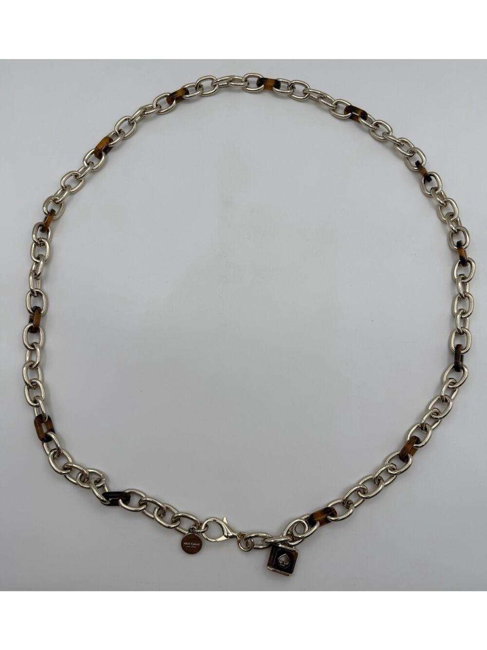 Kate Spade Tortoiseshell Chain Link Belt Spade Lock Gold Tone Clip 42"